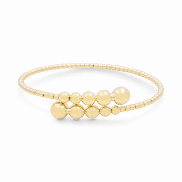 10K Yellow Gold Semisolid Women’s Bangle Bracelet with Balls / Weight: 6.7 GR / CPBB0BLL