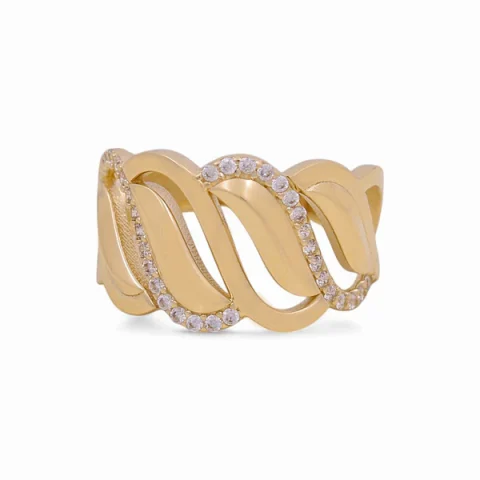 14K Yellow Gold Fashion Women's Ring with White Cz / Size: 7 / Weight: 2.8 GR / Y23-156