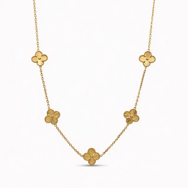 14K Yellow Gold Eleven Clovers Women's Necklace / Size: 32" 14MM / Weight: 16.9 GR / DONK4CLV-4