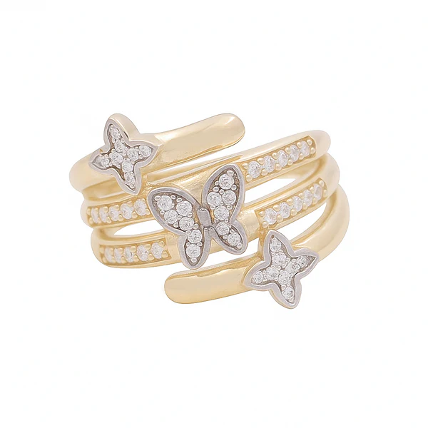 14K Yellow Gold Women's Butterfly Ring / CZ / Size: 8 / Weight: 4.3 GR / DOWR4BT-1