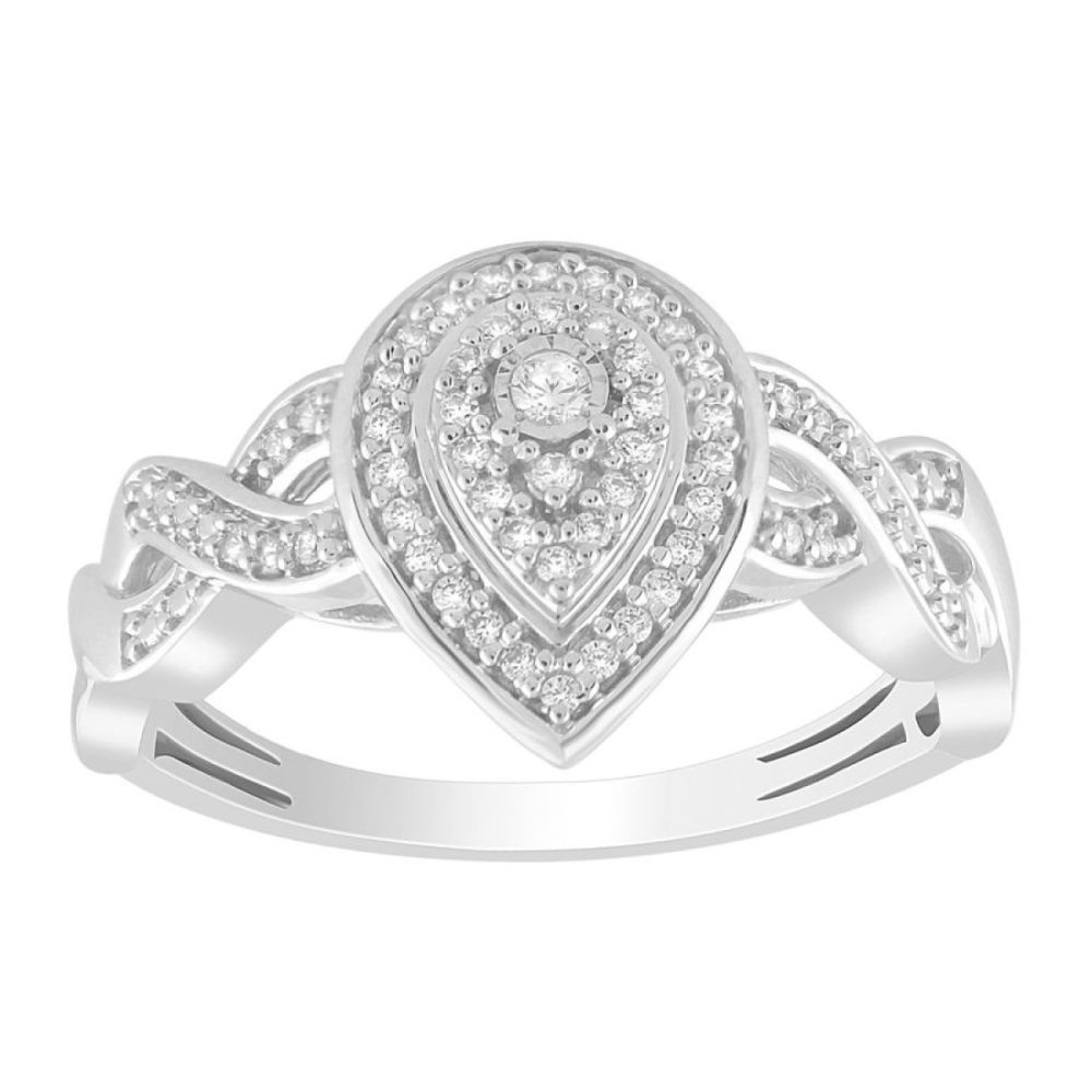 LADIES RING 0.15CT ROUND DIAMOND 10K WHITE GOLD SIZE 7