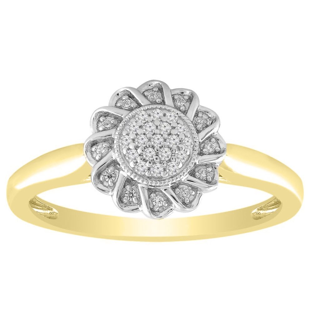 LADIES RING 0.10CT ROUND DIAMOND 10K YELLOW GOLD SIZE 7