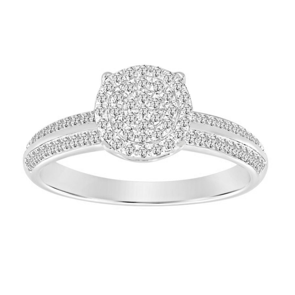 LADIES RING 0.20CT ROUND DIAMOND 10K WHITE GOLD SIZE 7