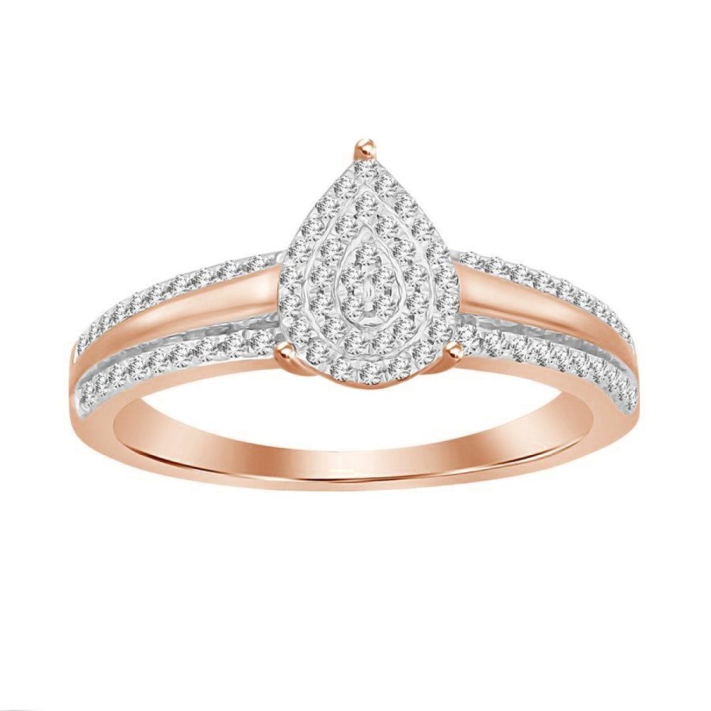 LADIES RING 0.33CT ROUND DIAMOND 10K ROSE GOLD SIZE 7