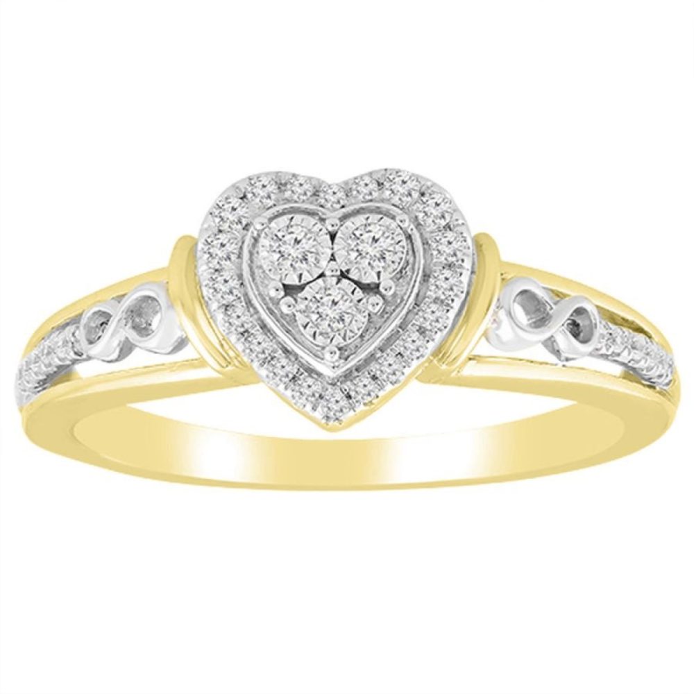 LADIES RING 0.15CT ROUND DIAMOND 10K WHITE/YELLOW GOLD SIZE 7
