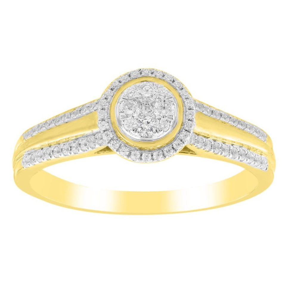 LADIES RING 0.25CT ROUND DIAMOND 10K YELLOW GOLD SIZE 7