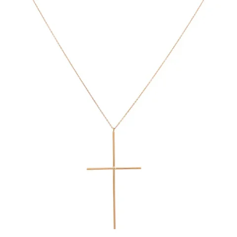 14K Yellow Gold Fashion Necklace With Cross Pendant / Size: 17" / Weight: 4.3 GR / KONK4CS