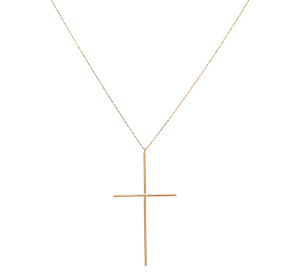14K Yellow Gold Fashion Necklace With Cross Pendant / Size: 17" / Weight: 4.3 GR / KONK4CS