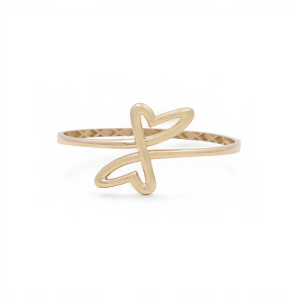 10K Yellow Gold Semisolid Women’s Bangle Bracelet with Fashion Hearts / Weight: 6.6 GR / CQBB0HR-2