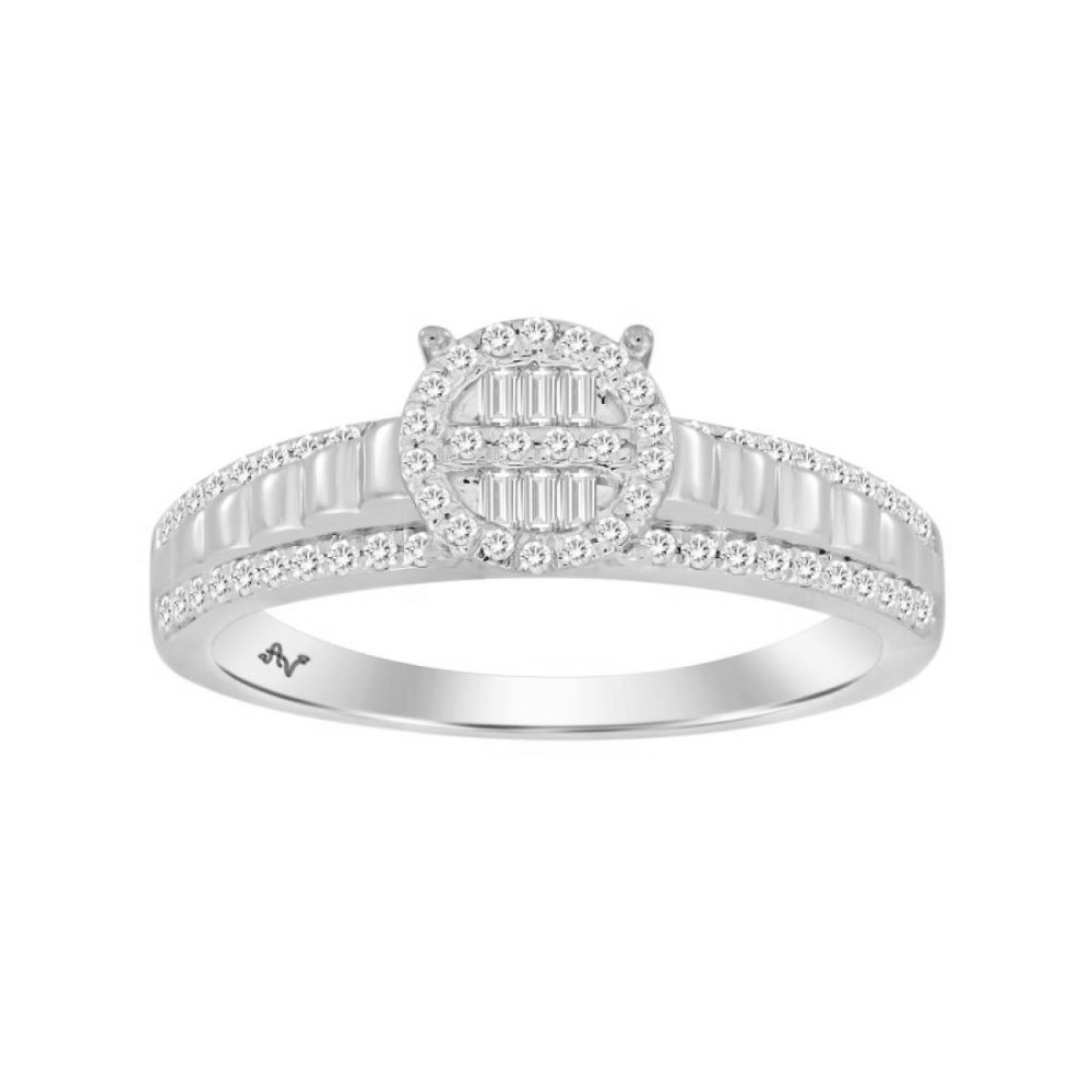 LADIES RING 0.25CT ROUND DIAMOND 10K WHITE GOLD SIZE 7