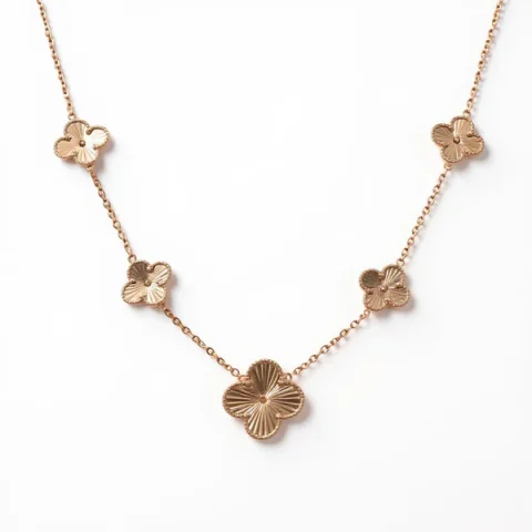 14K Yellow Gold Five Clovers Women's Necklace / Size: 17" / Weight: 9.6 GR / DONK4CLV-5