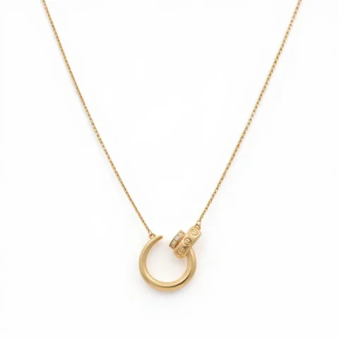 14K Yellow Gold Fashion Nail Women's Necklace with Cz / Size: 18” / Weight: 5.3 GR / DONK4NL