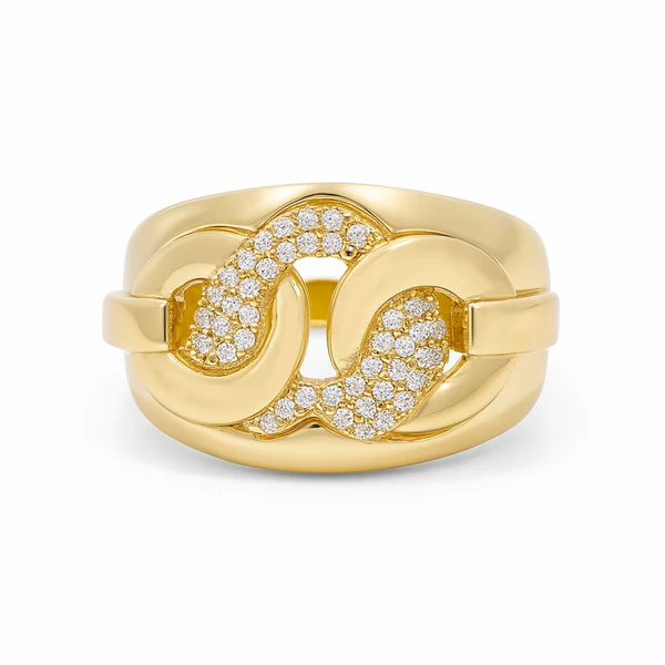 14K Yellow Gold Women's Fashion Heart Ring with Cz / Size: 8 / Weight: 4.6 GR / DOWR4HR-3