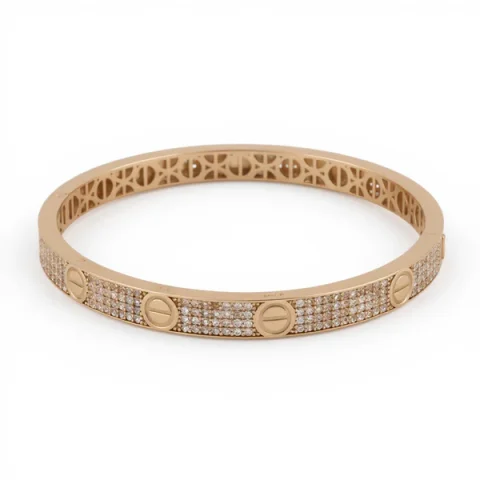 14K Yellow Gold Fashion SemiSolid Bangle CT Bracelet with Cz / Weight: 13.2 GR / DOBB4FSCT-1