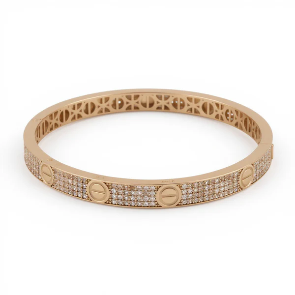 14K Yellow Gold Fashion SemiSolid Bangle CT Bracelet with Cz / Weight: 13.2 GR / DOBB4FSCT-1