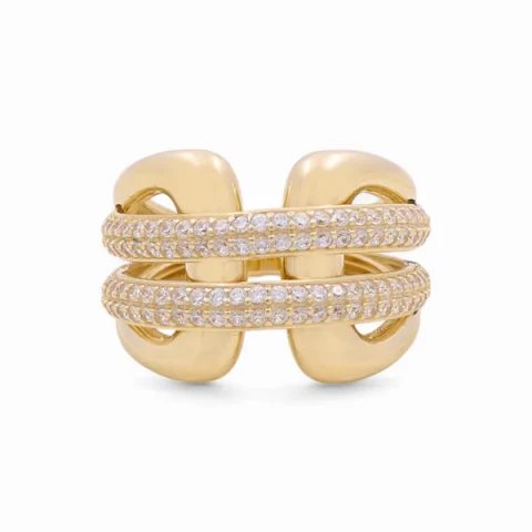 10K Yellow Gold Fashion Women's Ring with Cz / Size: 7.5 / Weight: 4.6 GR / CQWR0FS-25