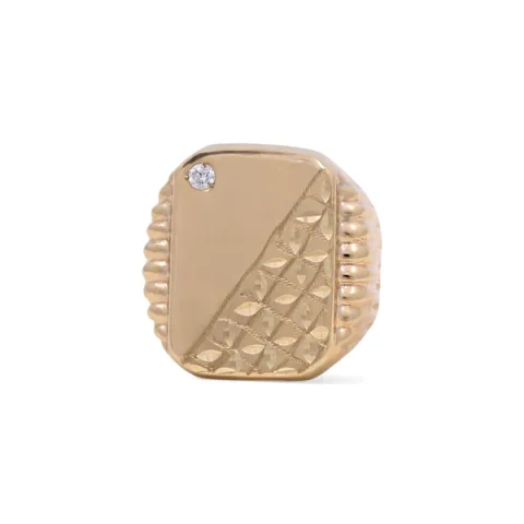 10K Yellow Gold SQ Fashion Men's Ring with Diamond Cut and Cz / Size: 12 / Weight: 5.2 GR / CQMR0FS-4