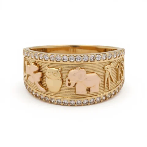 10K Yellow and Rose Gold Fashion Women's Lucky Ring with Cz / Size: 7 / Weight: 2.8 GR / COWRTT0FS