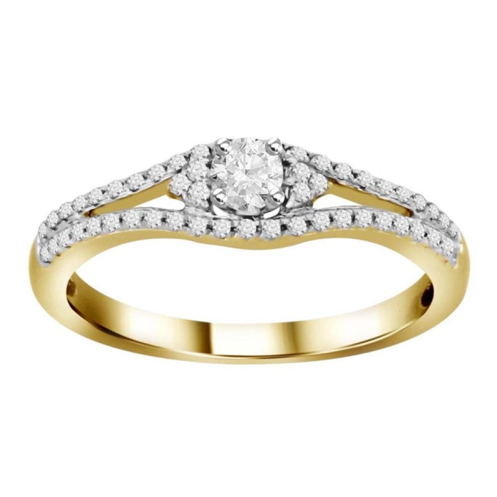 LADIES RING 0.25CT ROUND DIAMOND 10K YELLOW GOLD SIZE 7