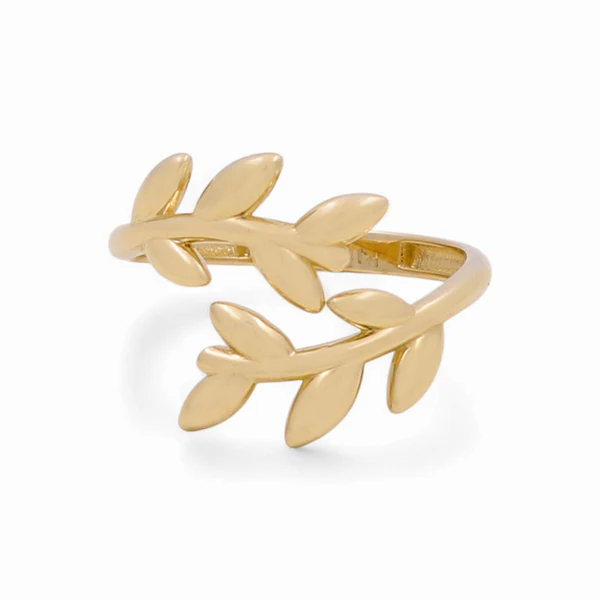 10K Yellow Gold Leaves Women's Ring / Size: 8 / Weight: 1.9 GR / CQWR0LV