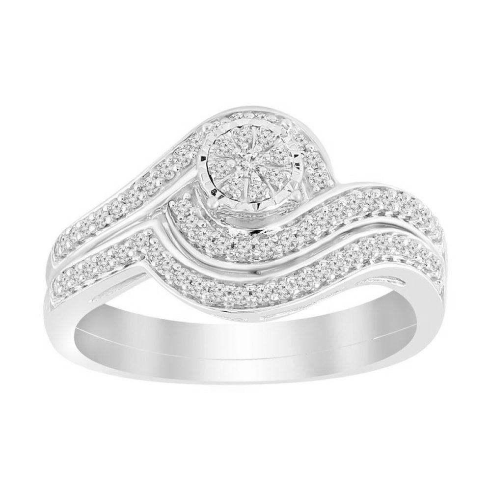 LADIES BIRDAL RING 0.33CT ROUND DIAMOND 10K WHITE GOLD SIZE 7