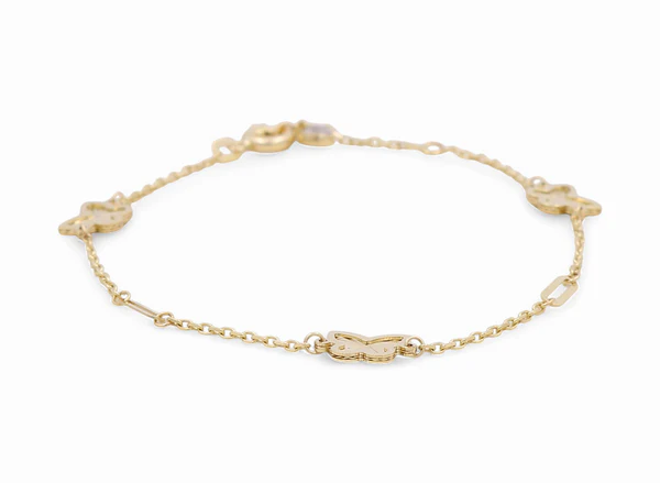 14K Yellow Gold Women's Bracelet with Butterfly / Size: 7” / Weight: 2.7 GR / DPWB4BF-1
