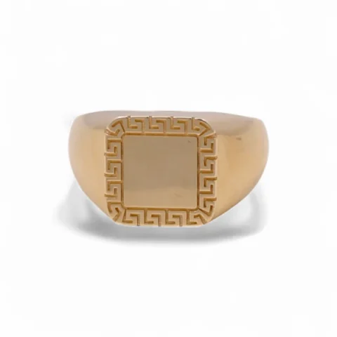 14K Yellow Gold SQ Greek Men's Ring / Size: 11.5 / Weight: 3.2 GR / DQMR4GR