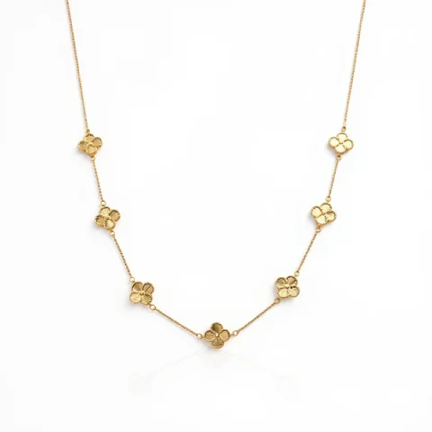 10K Yellow Gold Seven Clovers Necklace / Size: 18” / Weight: 7.4 GR / CQNK0CLV