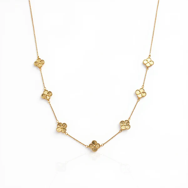 10K Yellow Gold Seven Clovers Necklace / Size: 18” / Weight: 7.4 GR / CQNK0CLV