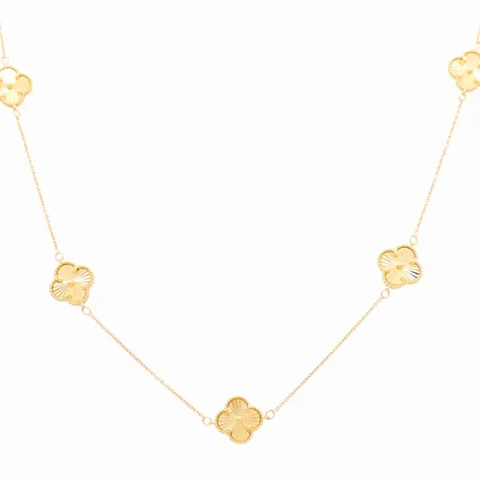 10K Yellow Gold Five Clovers Necklace / Size: 18” / Weight: 6.4 GR / CQNK0CLV