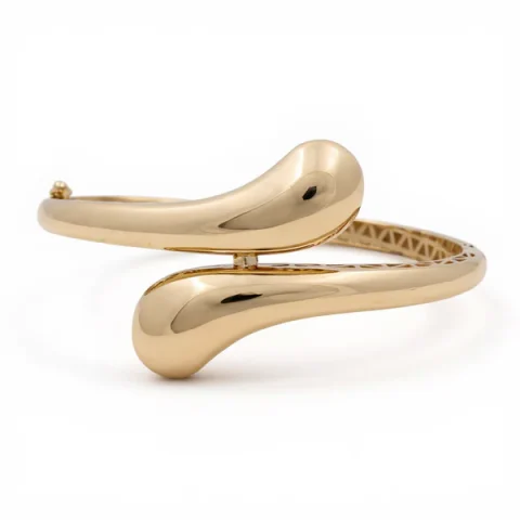 "14K Yellow Gold SemiSolid Fashion Bangle Bracelet / Weight: 10.5 GR / DOBB4FS-1 "