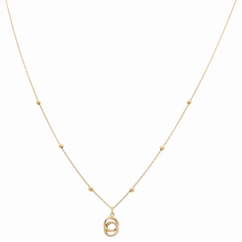 14K Yellow Gold Fancy Ball Link With Fashion Pendant / Size: 17" / Weight: 2.5gr / DANK4FS