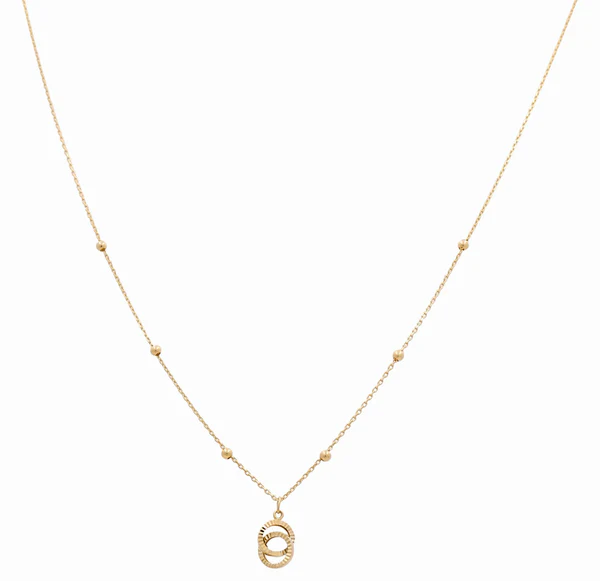 14K Yellow Gold Fancy Ball Link With Fashion Pendant / Size: 17" / Weight: 2.5gr / DANK4FS