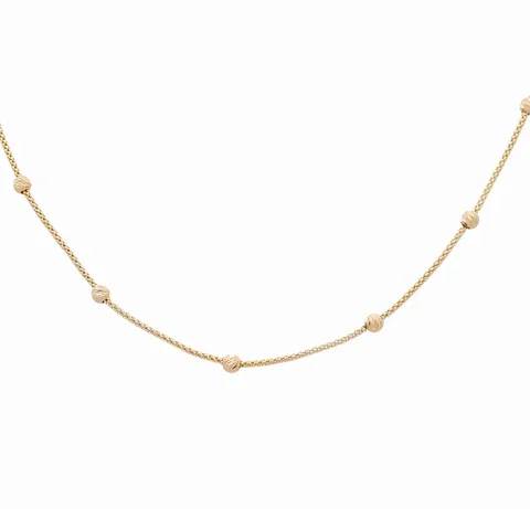 10K Yellow Gold Fashion Link Necklace with Diamond Cut Balls / Size: 18” / Weight: 3.8 GR / DQNK0BLL