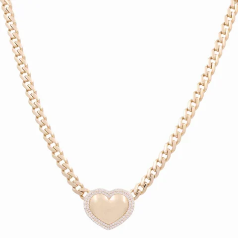 14K Yellow Gold Monaco with Fashion Heart Necklace / CZ / Size:18"/ Weight: 27.1 GR / DONK4MONHR-1