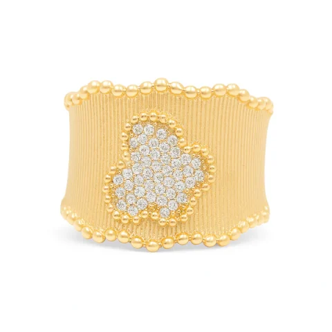 14K Yellow Gold Fashion Women's Ring with Cz / Size: 7.5 / Weight: 4.8 GR / DQWR4FS-74