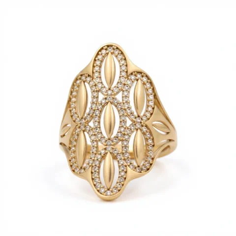 14K Yellow Gold Fashion Women's Ring with Cz / Size 8 / Weight: 3.8 GR / DOWR4FS-11