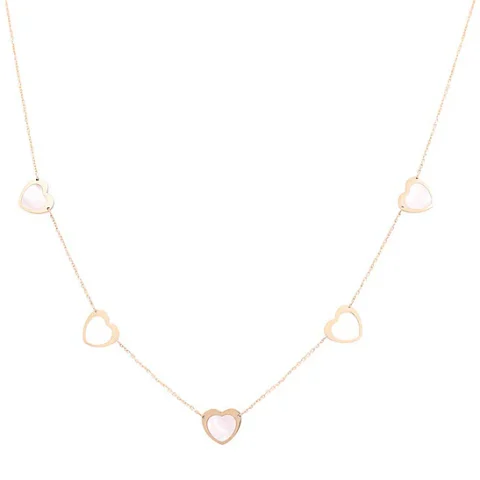 14K Yellow Gold Woman's Mother of Pearl Heart Necklace / Size: 17" / Weight: 3.4 GR / 447-01186