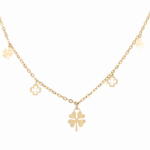14K Yellow Gold Women's Necklace with Hanging Clovers / Size: 20” / Weight: 7.2GR / DPNK4CLV