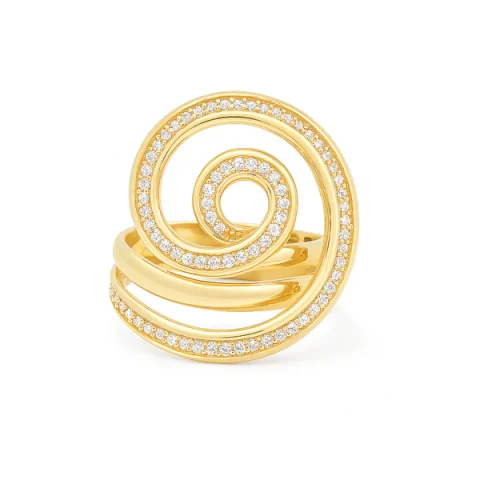 14K Yellow Gold Fashion Women's Ring with White Stones / Size: 8 / Weight: 4.8 GR / DQWR4FS-62