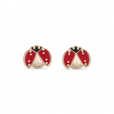 14K Yellow Gold Ladybug Women's Stud Earrings / Weight: 5.1 GR / CQES4LB