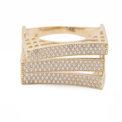 14K Yellow Gold Women’s Fashion Ring /Stone: Cz / Size 9 / Weight: 4.8GR / COWR4FS-162