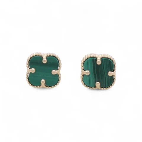10K Yellow Gold Small Green Clover Stud Earrings / Size: 8MM / Weight: 1.5 GR / BQES0CLV-1