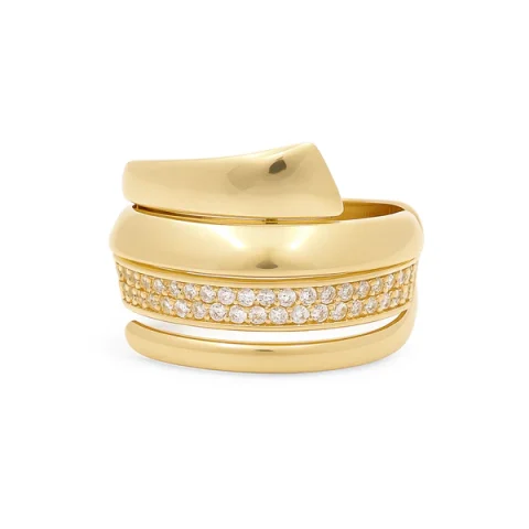 14K Yellow Gold Fashion Women's Ring with White Cz / Size: 8 / Weight: 4.6 GR / DQWR4FS-43