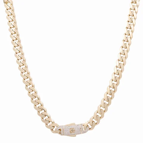 [:en]14K Yellow Gold Semisolid Monaco Chain / Size: 11mm 24"" / Stone: Cz / Weight: 48.6 GR / DOCH4MON11-24[:]