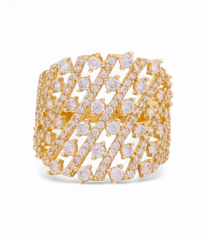 14K Yellow Gold Fashion Women’s Ring with Cz / Size: 7.5 / Weight: 4.2 GR / COWR4FS-161