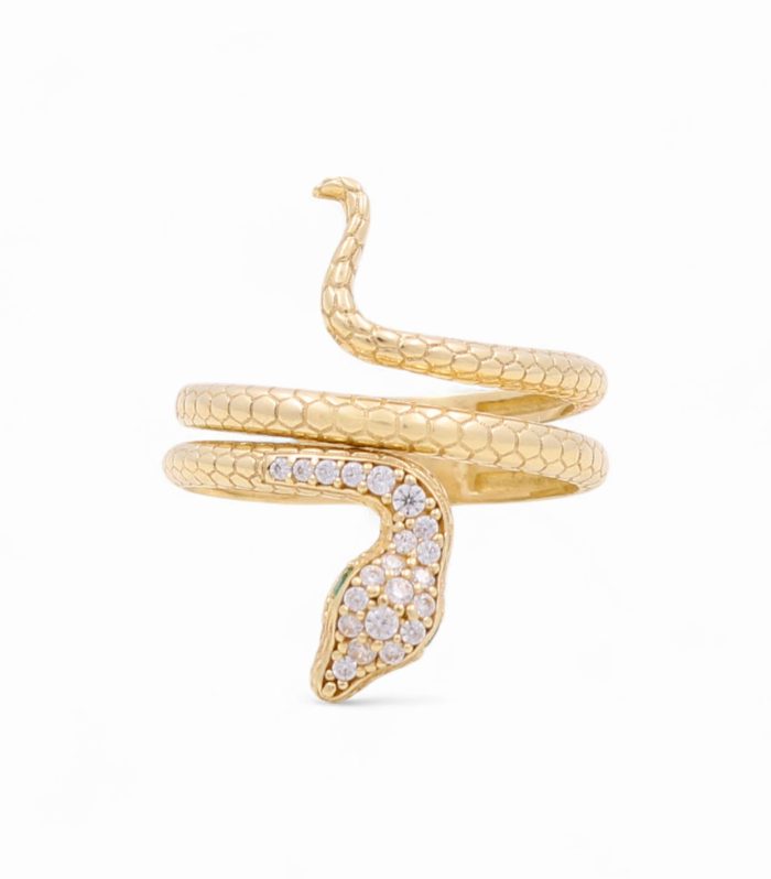 14K Yellow Gold Women’s Snake Ring / CZ / Weight: 3.6 GR / COWR4SK