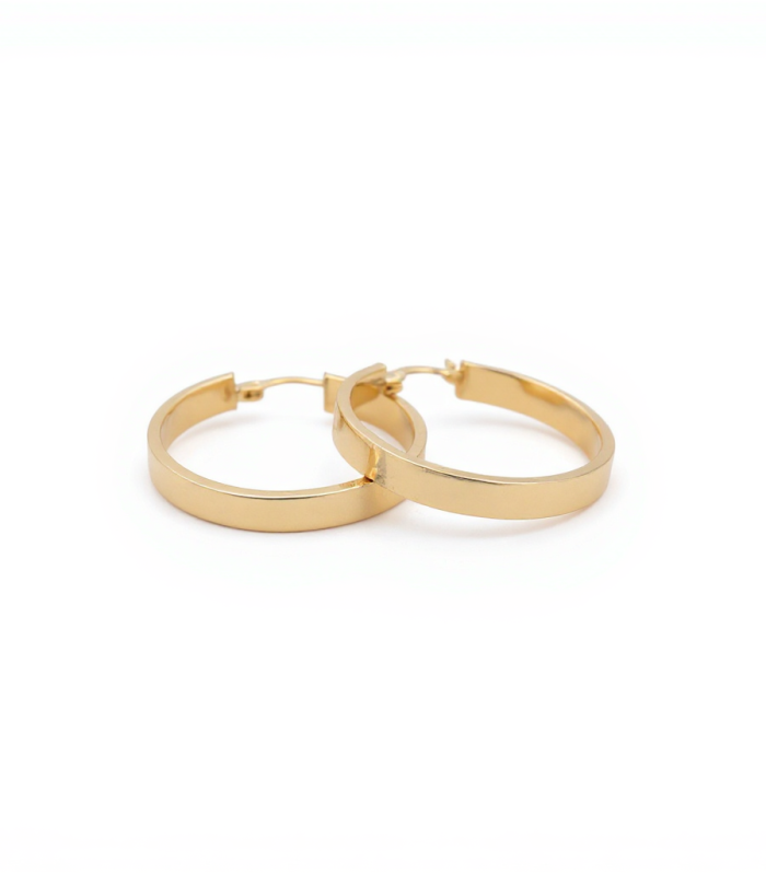 10K Yellow Gold Greek Hoops Earrings / Size: 4mm X 27mm / Weight: 2.9 GR / CQEH0GR4x27