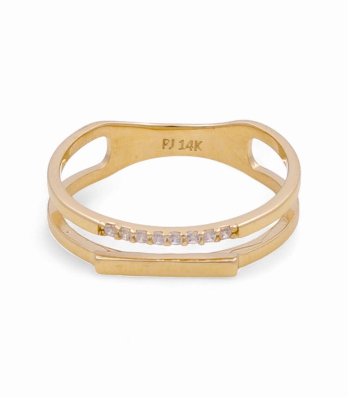 14K Yellow Gold Fashion Women's Ring with Cz / Size: 7 / Weight: 1.8 GR / DPWR4FS-17