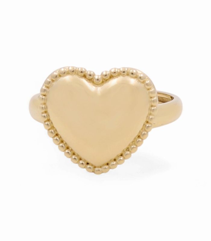 14K Yellow Gold Women's Heart Ring / Size: 8 / Weight: 2.2 GR / CPWR4HR-6